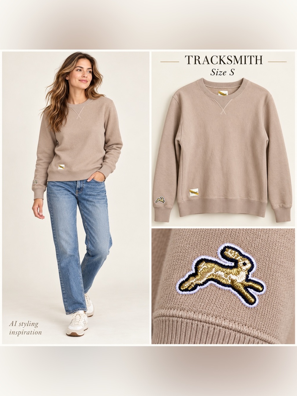 Tracksmith Taupe Crewneck Sweatshirt – Size Small